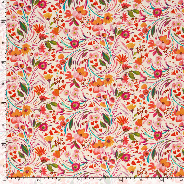 Panama stof Bloemen Beige