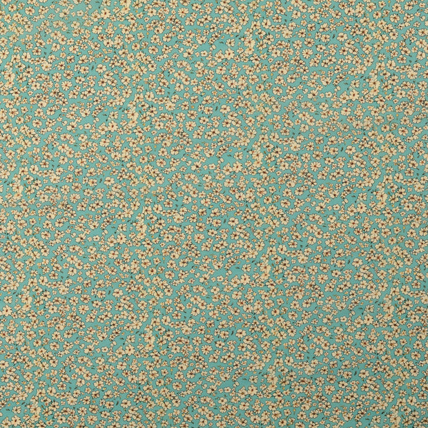 Voile fabric Flowers Turquoise