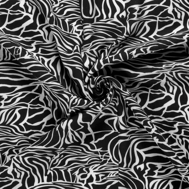 Woven Viscose Linen fabric Black printed 