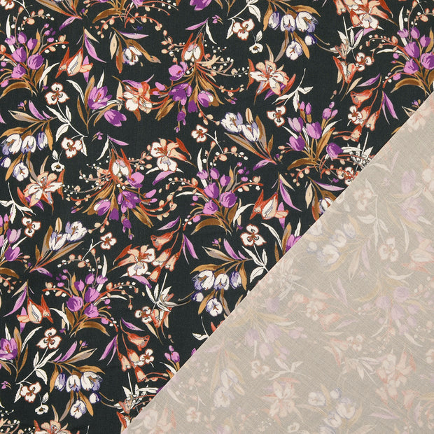 Viscose Poplin fabric Grey digital printed 