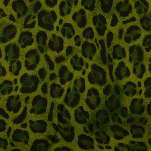 Viscose Poplin fabric Animals Olive Green