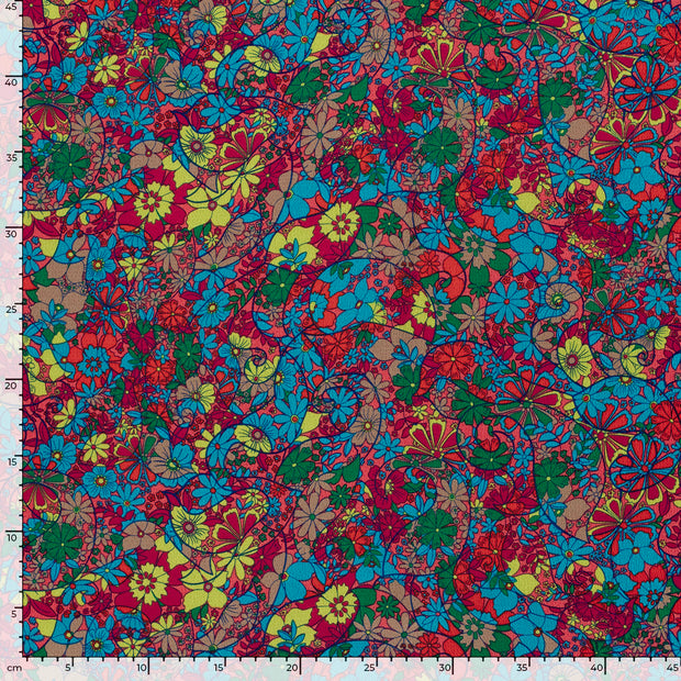 Polyester Bubble tissu fleurs Rouge Bordeaux