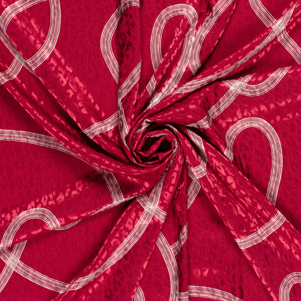 Satin Jacquard fabric Dark Red printed 
