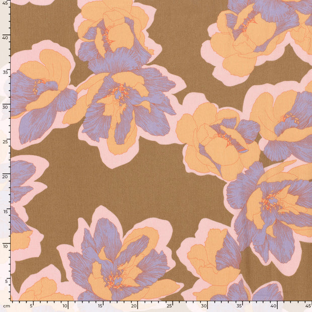 Borken Crepe tissu fleurs Gris taupe