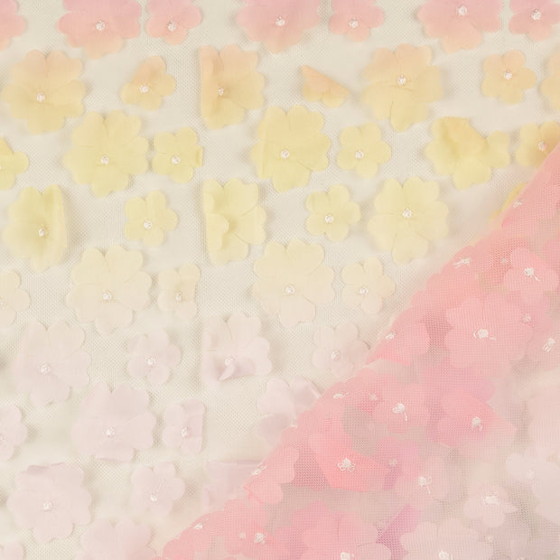Tulle fabric Pink with application 