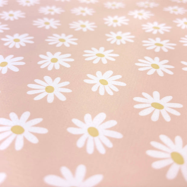Toile Cirée tissu fleurs Rose clair