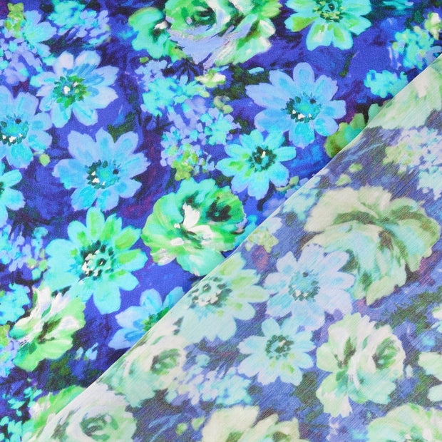 Viscose Satin fabrik Königsblau digital bedruckt 