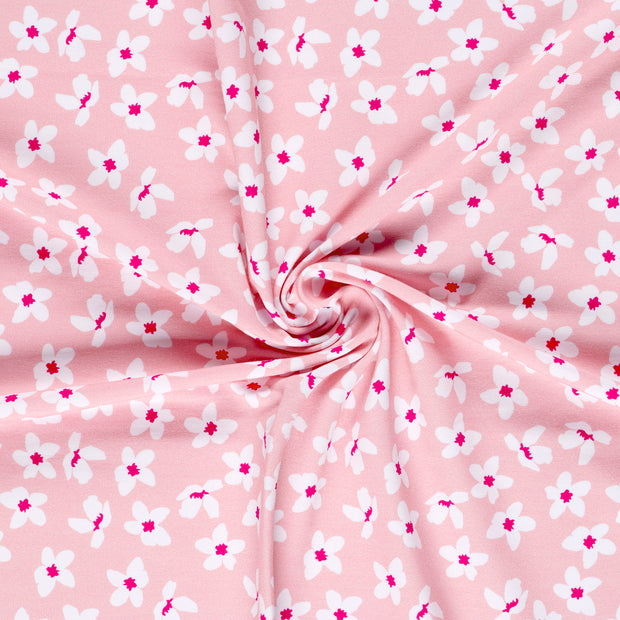 French Terry fabrik Blumen Rosa