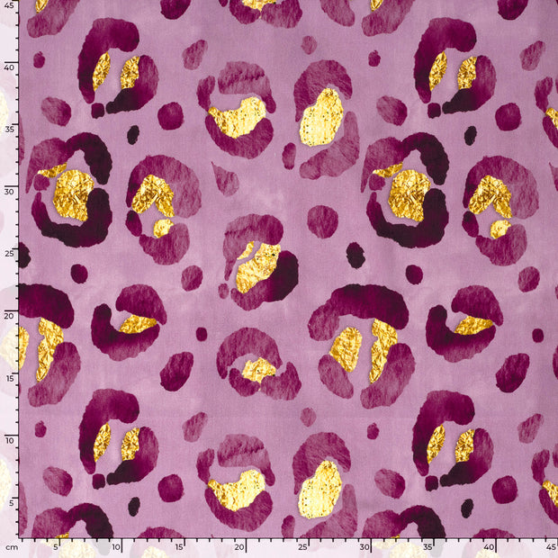 French Terry fabric Leopards Lila