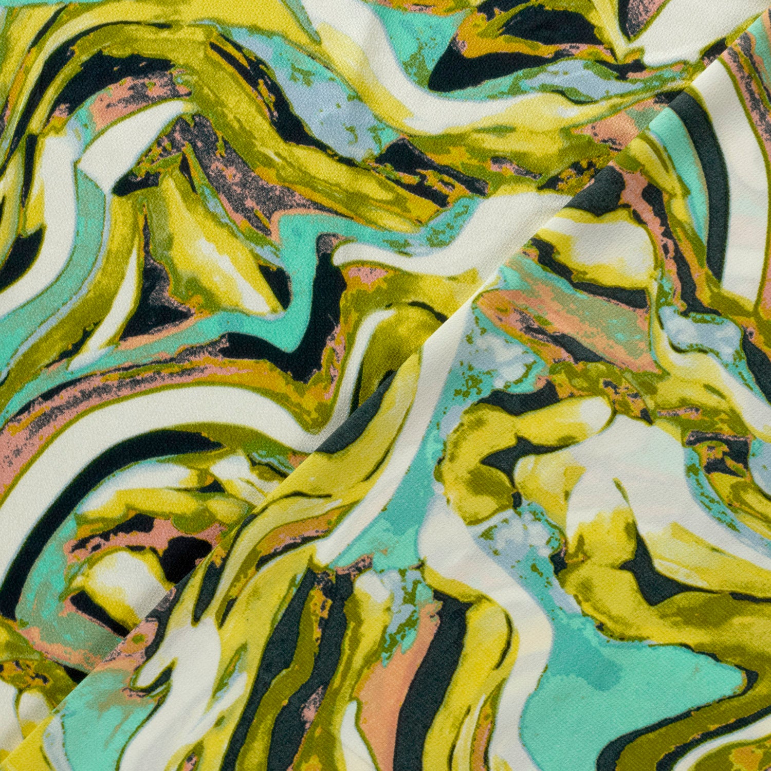 Polyester Bubble Stof Abstract Limoen Groen | Stoffen groothandel ...