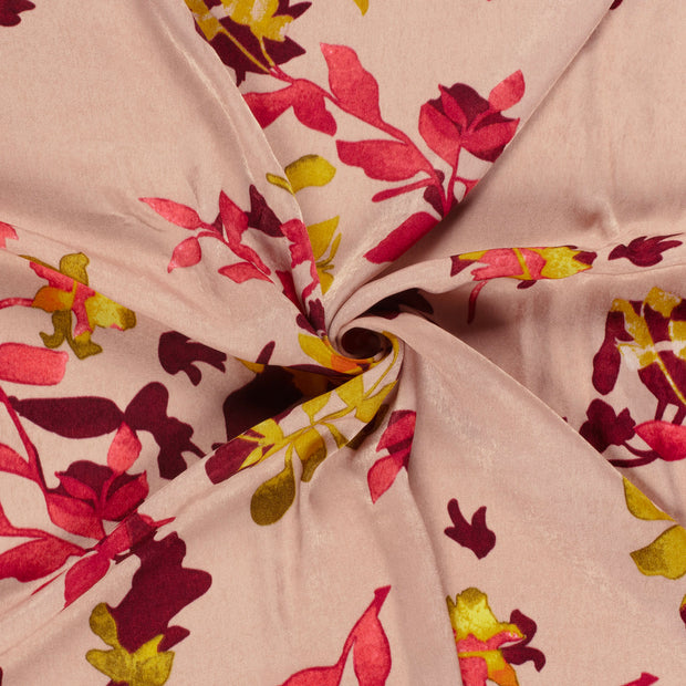 Satin Velvet tela Rosa antiguo estampado 