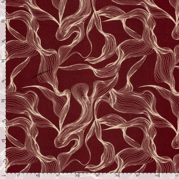 Borken Crepe tela Abstracto Burdeos