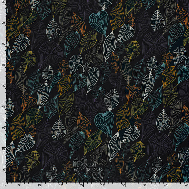 Poly Viscose Jersey fabric Abstract Black