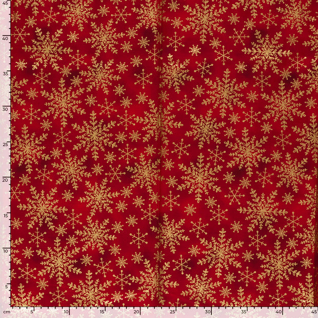 Popeline de Coton tissu Noël Rouge