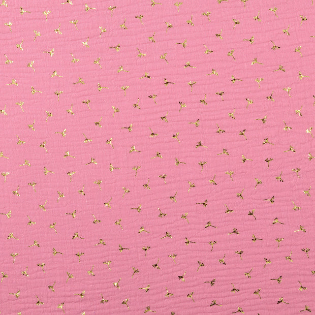 Muslin fabric Dandelions Wine red