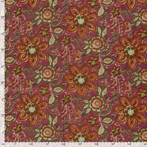 Voile fabrik Blumen Altrosa