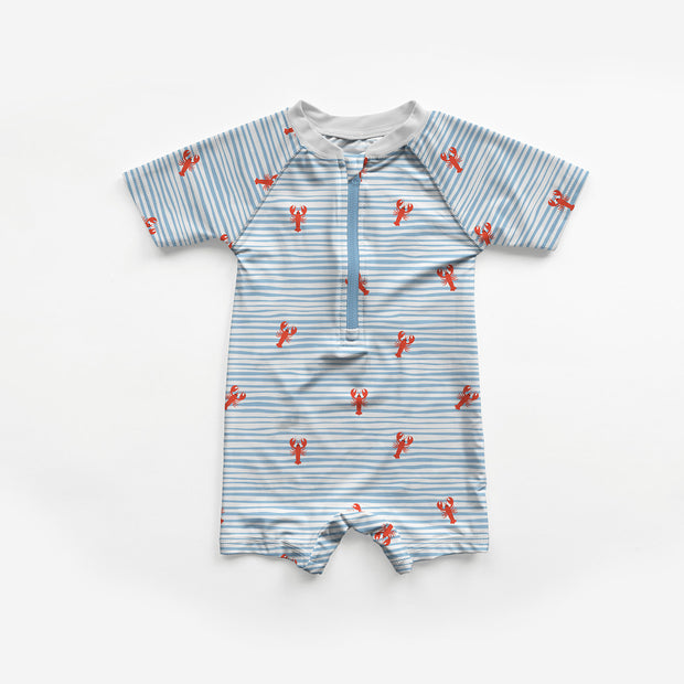 Swimwear Jersey UPF50 Recycled tissu Crabes Bleu bébé