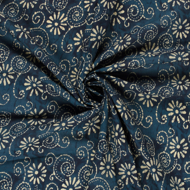 Voile stof Indigo bedrukt 