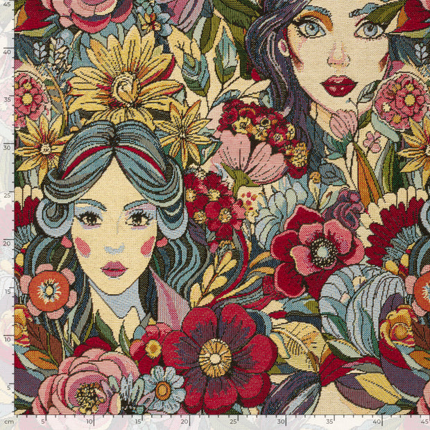 Gobelin stof Bloemen Rood