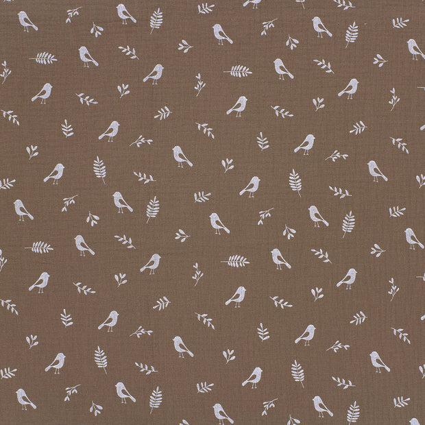 Muslin fabric Brown Taupe matte 