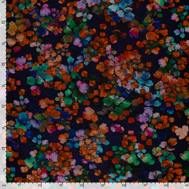 Poly Viscose Jersey fabric Abstract Navy