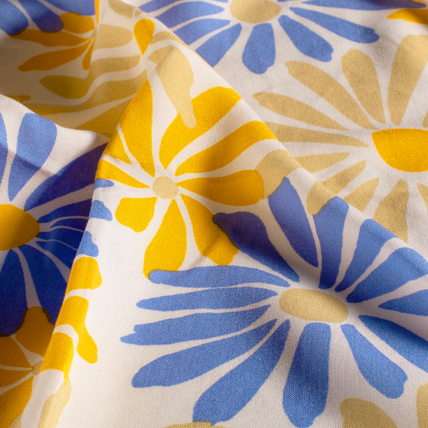 Bamboo Poplin fabric Flowers Yellow