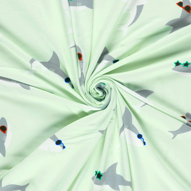 Jersey tissu Menthe imprimé 