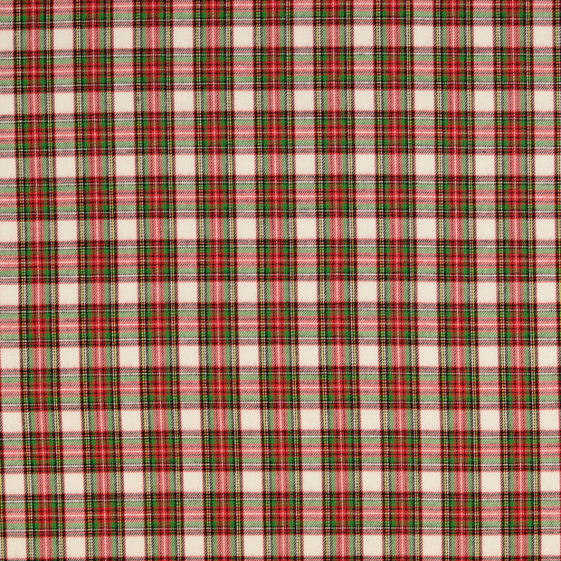 Flannel fabric Checks White