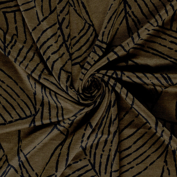 Poly Viscose Tricot tissu Gris taupe imprimé rongeant 