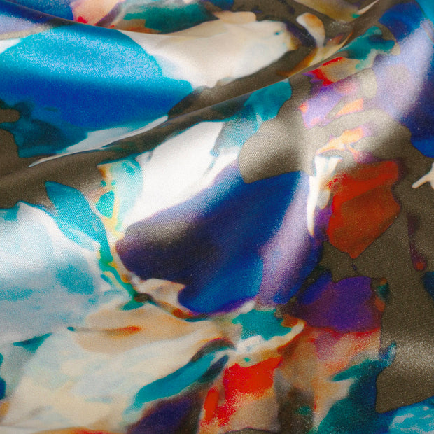 Satin fabrik Abstrakt Taupe Grau