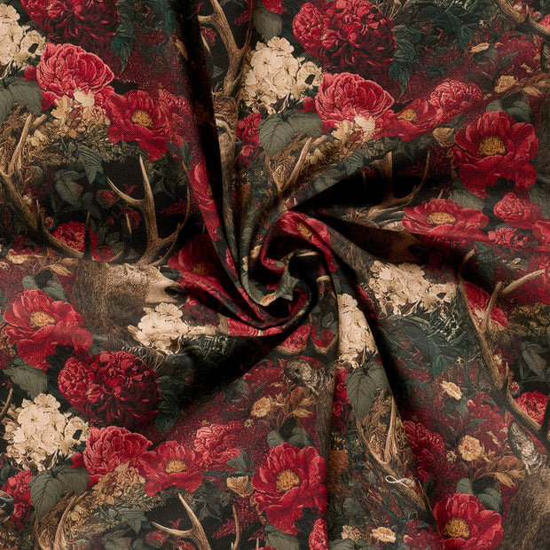 Panama fabric Dark Red digital printed 