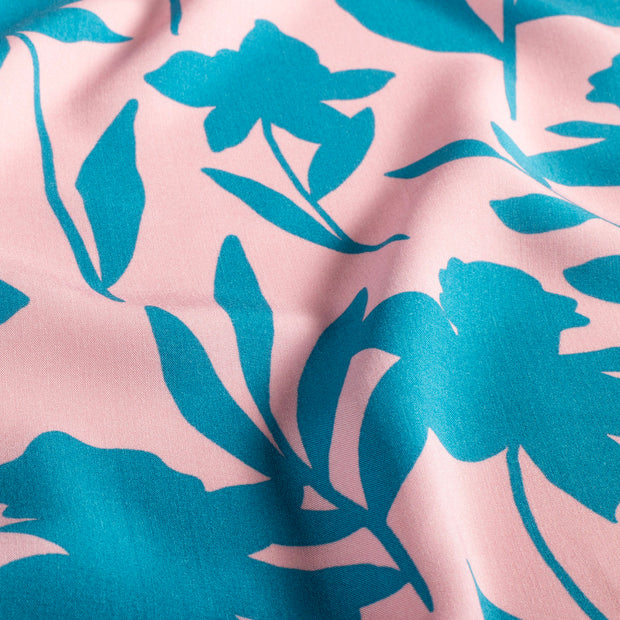 Popeline de Viscose tissu fleurs Vert Citron