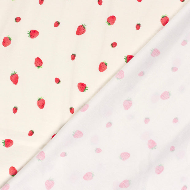 Baumwolle Jersey GOTS fabrik Erdbeeren digital bedruckt 