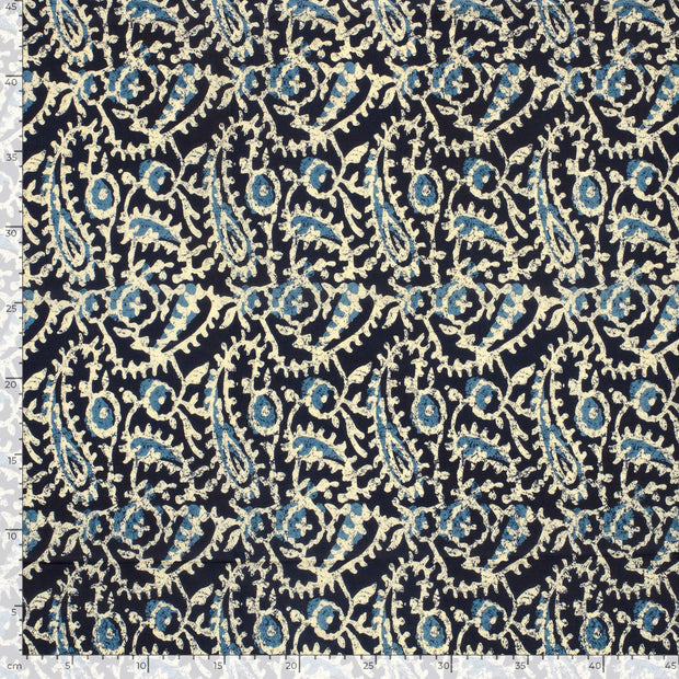Voile stof Paisley Indigo