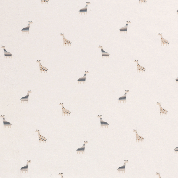 Cotton Jersey fabric Giraffes Off White