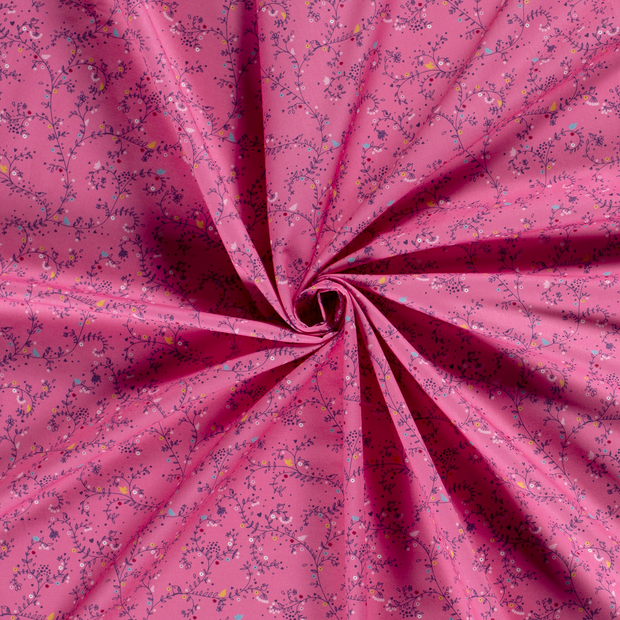 Cotton Poplin fabric Fuchsia printed 