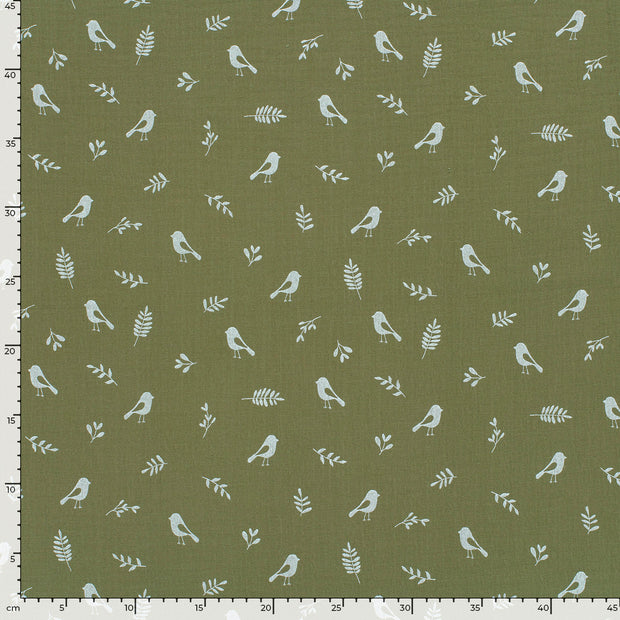 Double gaze tissu oiseaux Vert Forêt