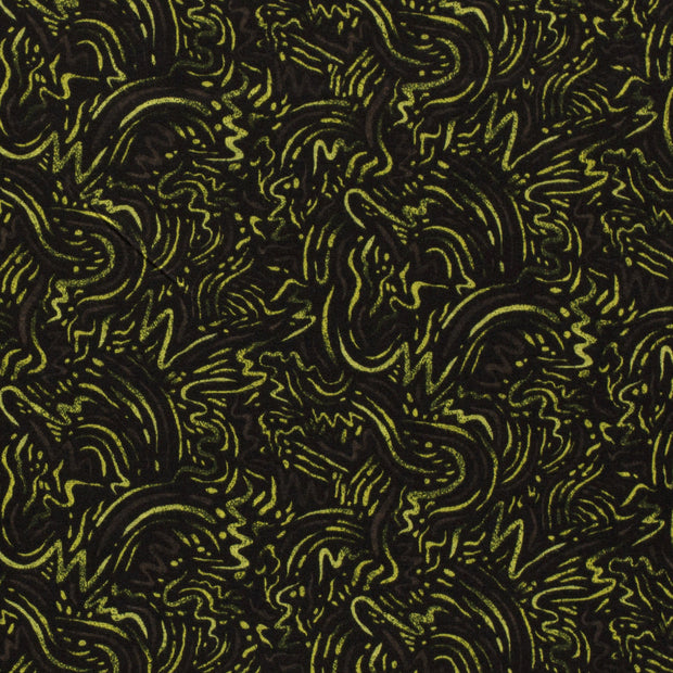 Poly Viscose Jersey fabric Abstract Lime Green