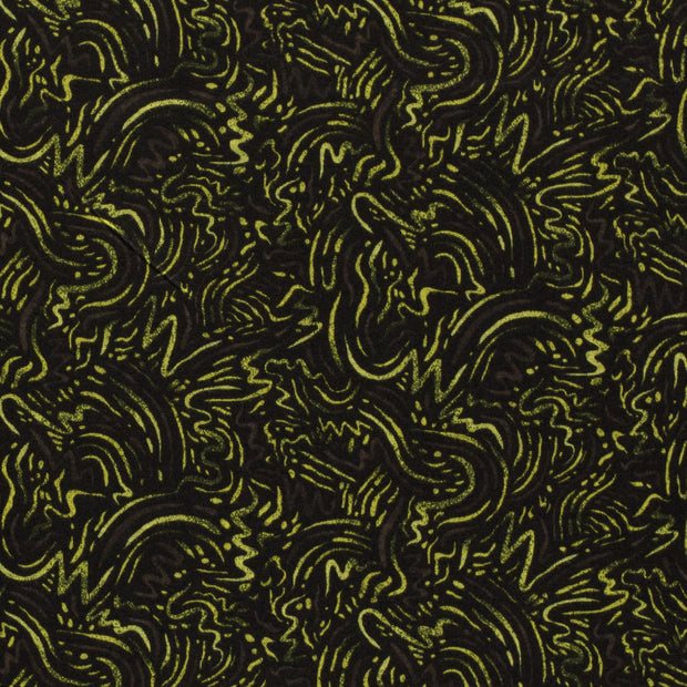 Poly Viscose Tricot tissu Abstrait Vert Citron