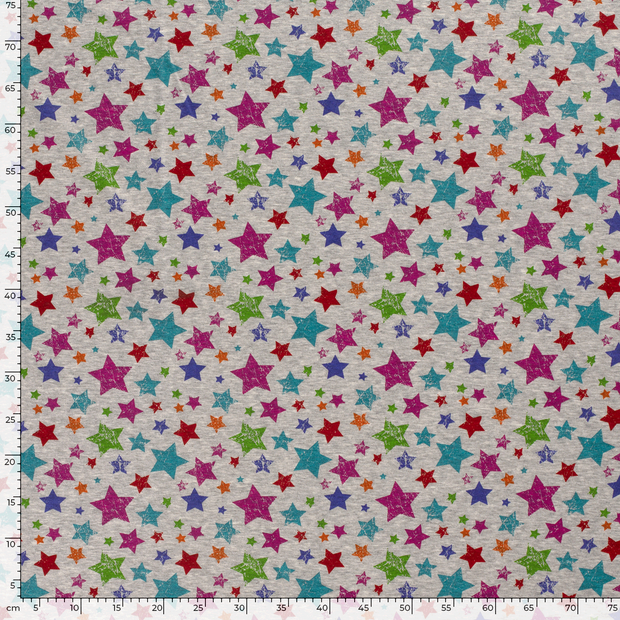 Alphen Fleece fabric Stars Middle Grey