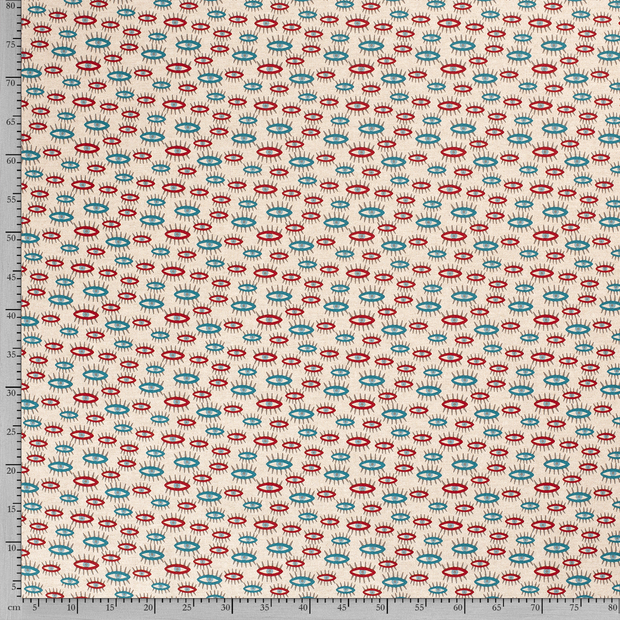 Linen Look fabric Red printed 