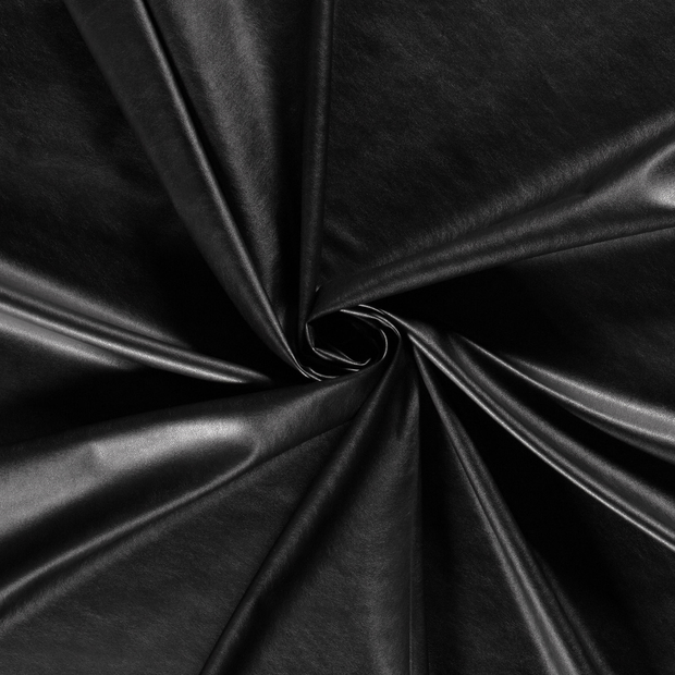 Stretch Leather fabric Black foiled 