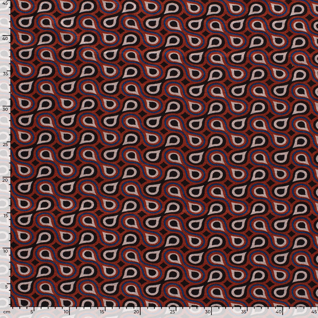Poly Viscose Jersey fabric Abstract Brique