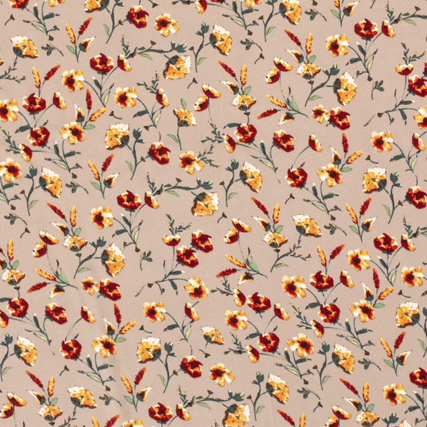 Crêpe Georgette tissu fleurs Beige