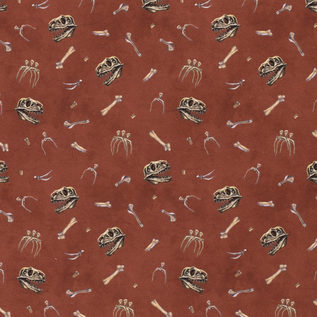 French Terry tissu dinosaures Brique