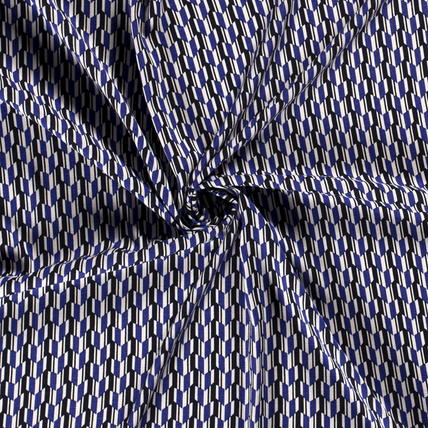 Woven Viscose Stretch fabric Cobalt printed 