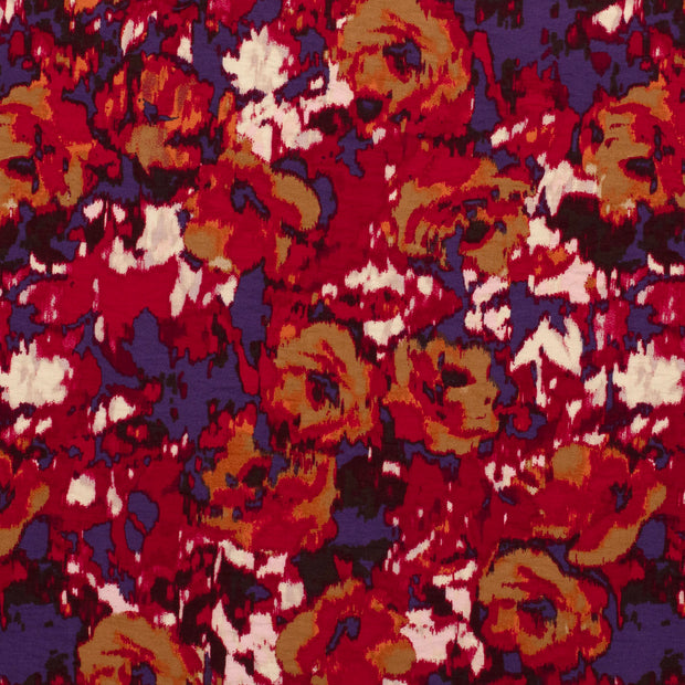 Viscose Nylon Crepe fabric Abstract Dark Red