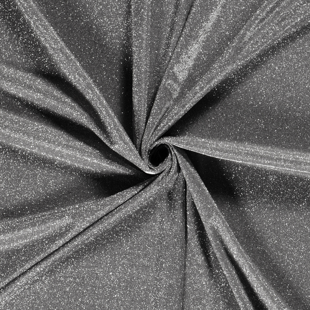 Polyester Jersey stof Donker grijs Lurex 