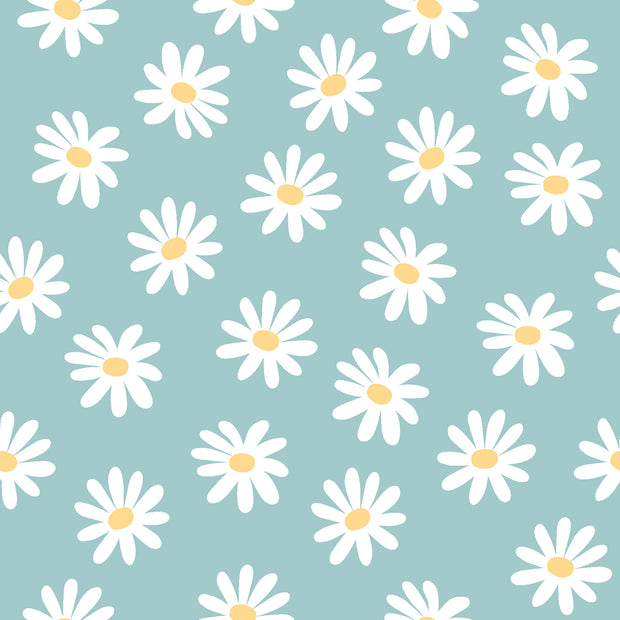 Coated Tablecloth fabric Flowers Mint