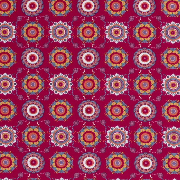 Cotton Poplin fabric Abstract Wine red